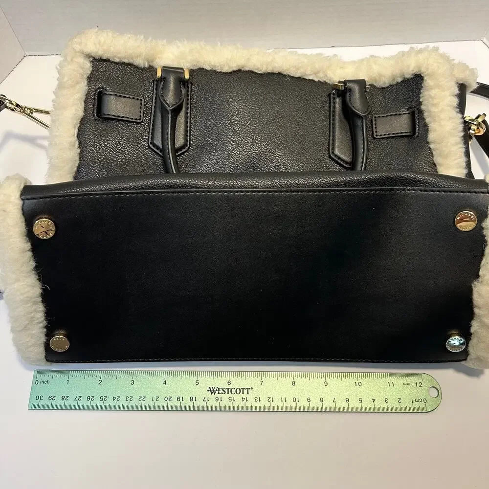 Michael Kors Hamilton Pebbled Leather Sherpa Trimmed‎ Crossbody/Satchel NWT